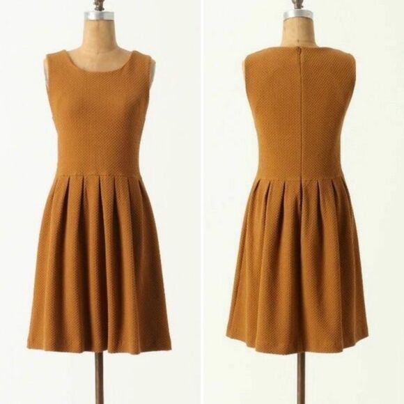 Ganni Dresses & Skirts - Ganni Womens Size Small Noon & Night Textured Dress in Gold Anthropologie